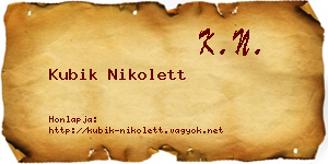 Kubik Nikolett névjegykártya